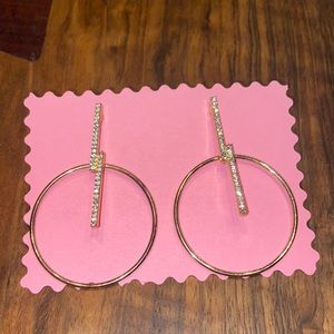 🛍️ Vintage Hoop and Bar Earrings Gold Tone Hoops Cubic Zirconia Lightning Bolts